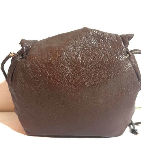 Carlos falchi brown Earthy  Leather Crossbody Bag with Drawstring Closure - Picture 2 of 11